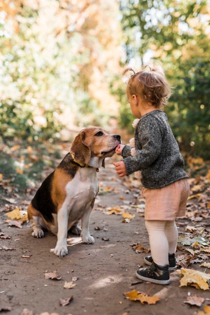crianca autista com um filhote de beagle