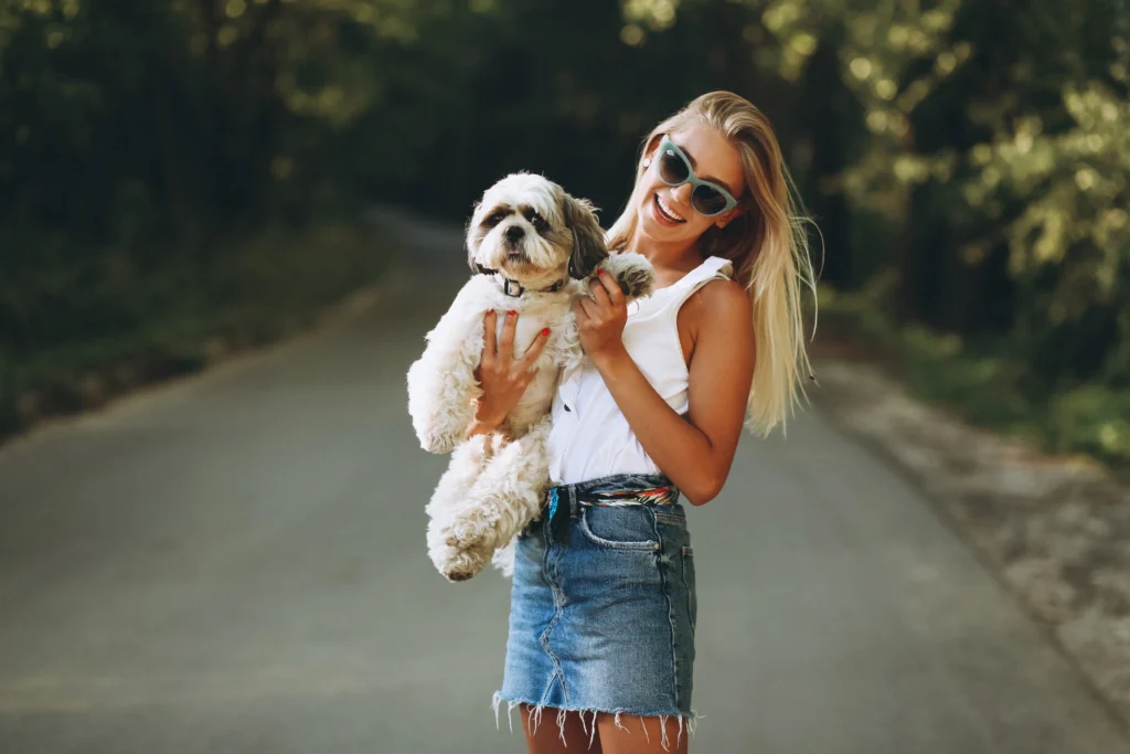 Filhote de Shih Tzu com pelos longos, considerado cão hipoalergênico